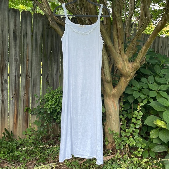 Francesca's Collections Dresses & Skirts - FRANCESCA BETTINI Ruffle Sleeveless Maxi Dress 100% Linen Made In Italy Size S
